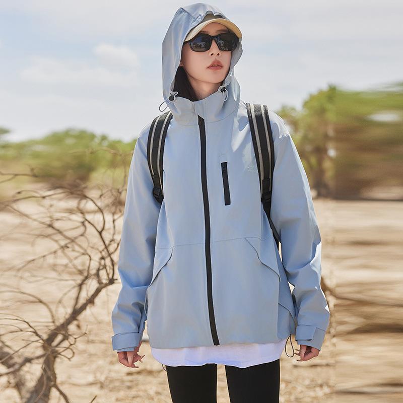 

Tooling jacket women s short jacket jacket autumn and winter new three-proof fabric outdoor mountaineering suit couple s clothing S светло-серый