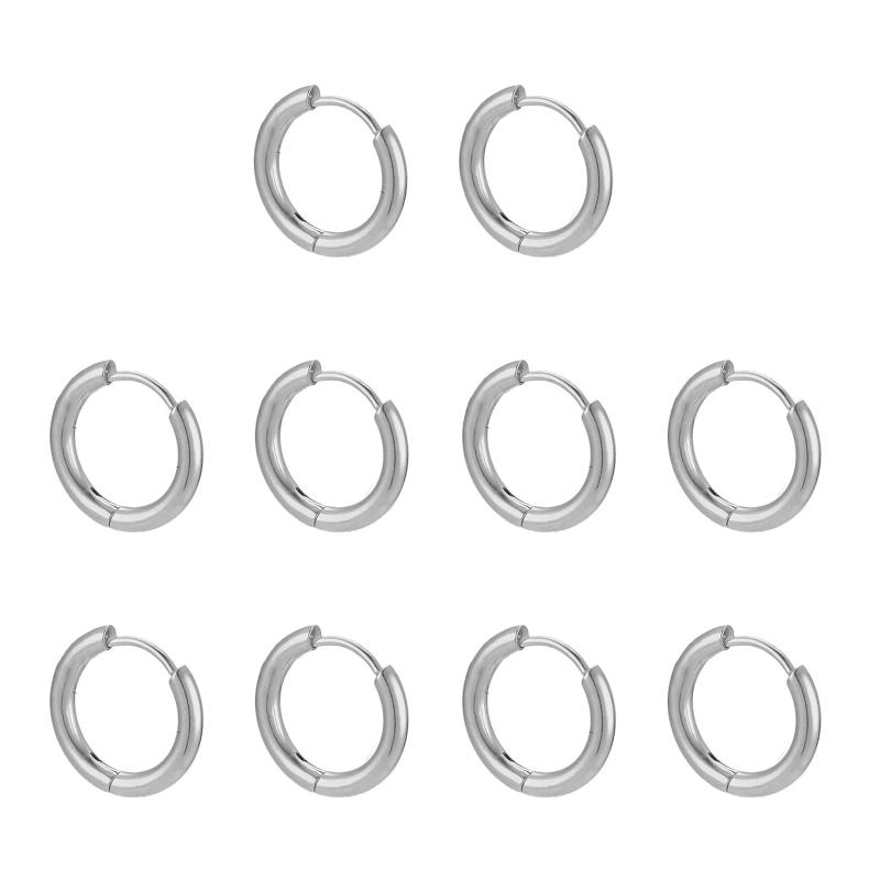 10Pcs Stainless Steel Hoop Earring Women Earring Men Punk Hiphop Gifts Fashion Jewelry Gift Piercing Earring