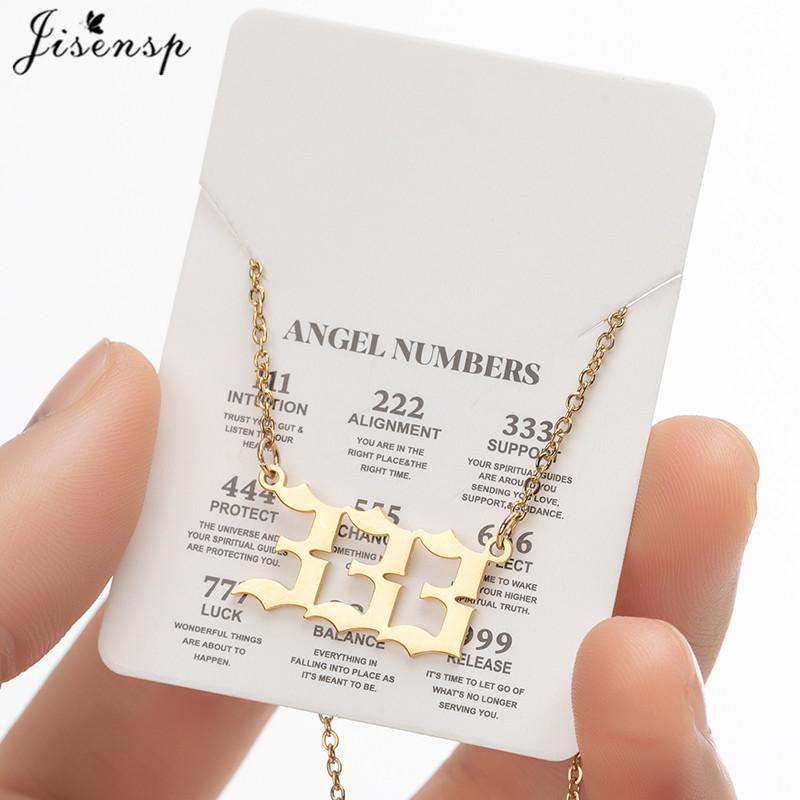 Stainless Steel Angel Number Lucky Numbers Necklaces 111 222 333 444 555 888 999 777 666 Pendant Necklace Charms Jewelry