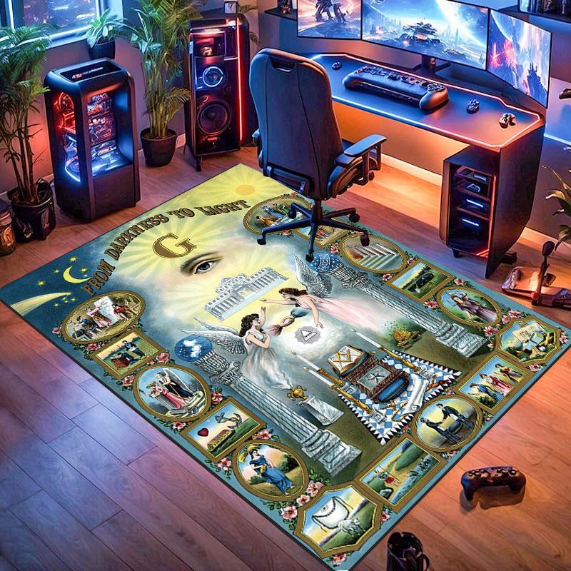 Freemason symbol rug, suitable for living room, bedroom, game room, computer room and home décor.
