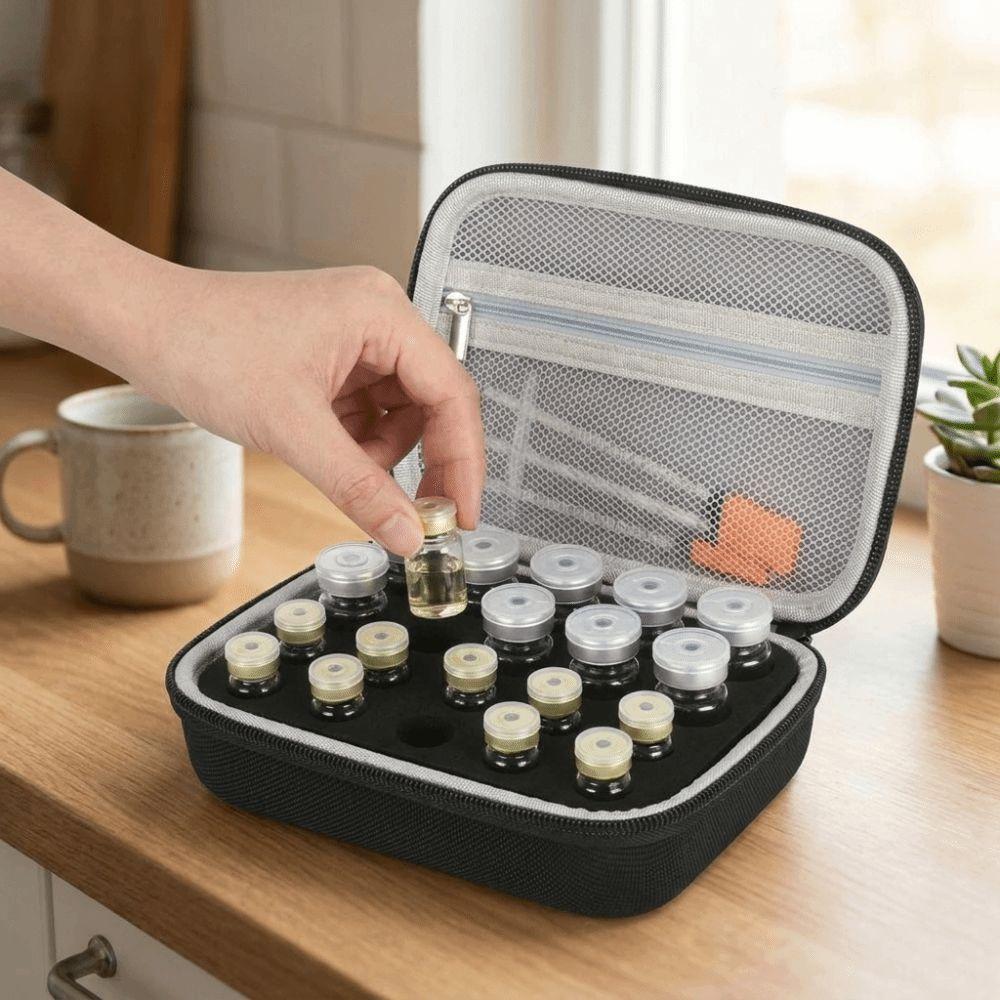 3/10ML Insulin Vials Storage Case 20 Slots Essential Oils Carrying Box Carrying Case for Home