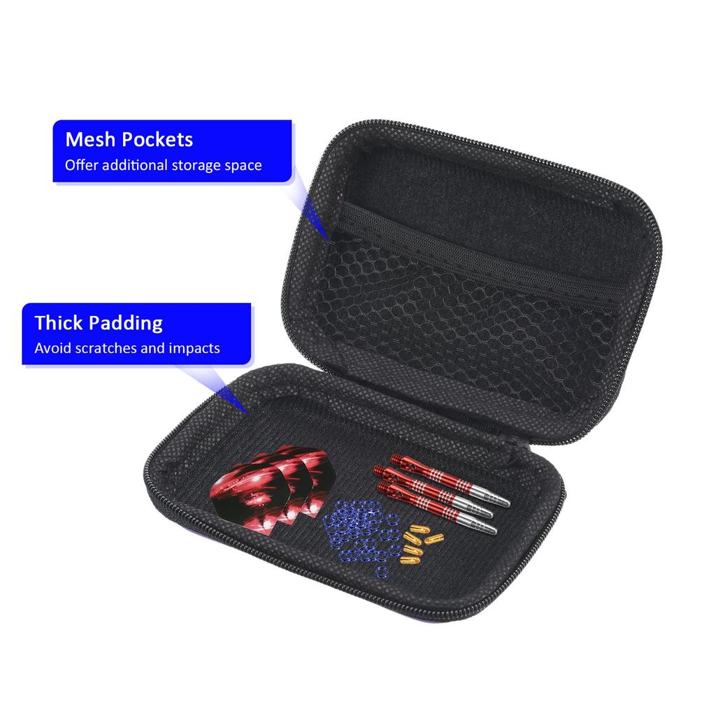 METERXITY Darts Case Multifunctional EVA Darts Storage Bag Mesh Pocket Black