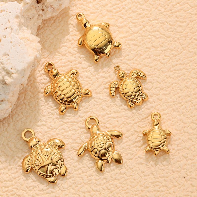 18K Gold Meeresschildkröte Anhänger Halskette - Nicht verblassend, DIY Schmuckzubehör