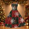 Women's Christmas Print Off-Shoulder Sexy Retro Party Dress for Holiday Celebration