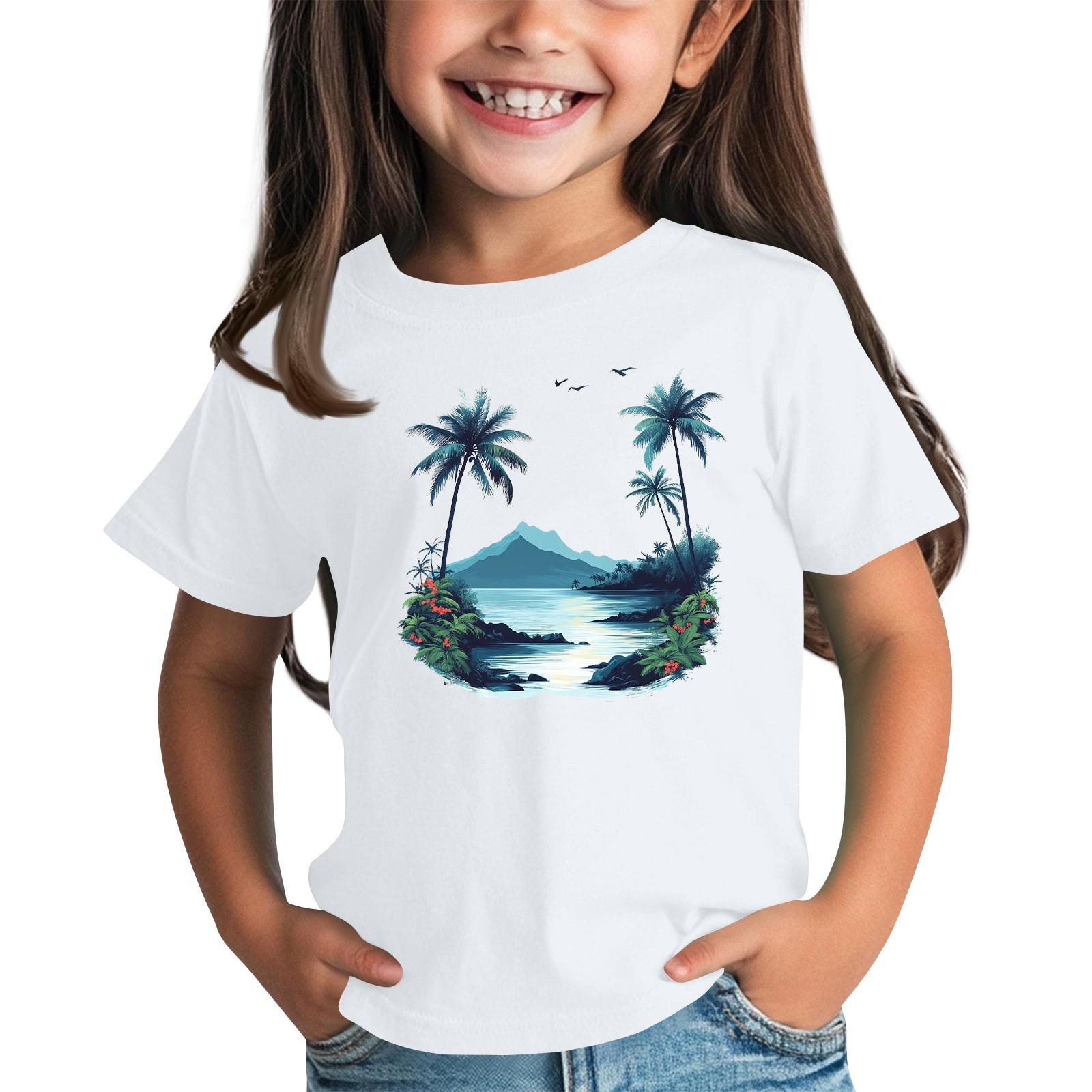 

Детская модная повседневная футболка с круглым вырезом и короткими рукавами 160 белый