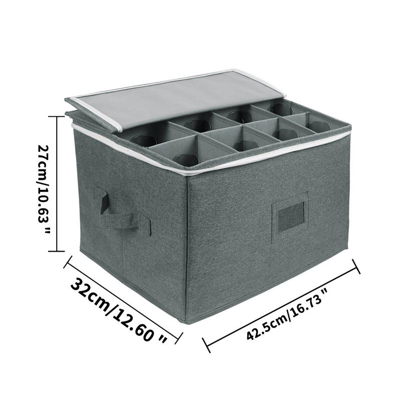 12 stk Glass Vinglass Stenkvarer Oppbevaringsbokser med skillevegger