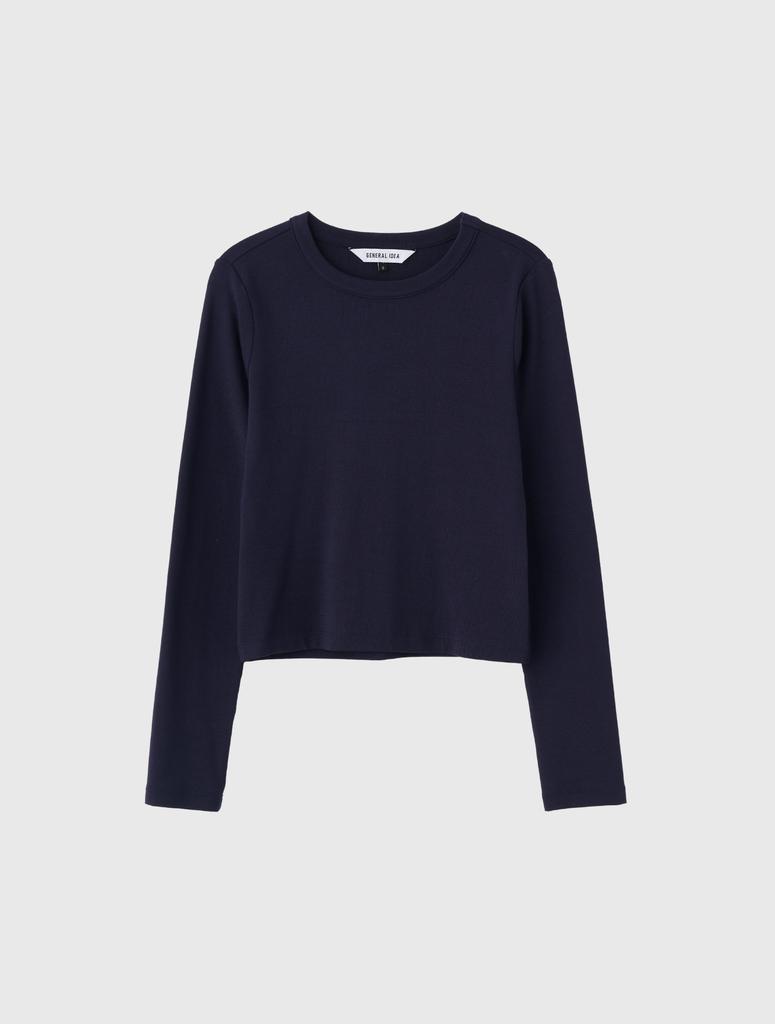 GENERALIDEA Slim Crew Neck Long Sleeve Tee [Navy] / Wbe1L01502