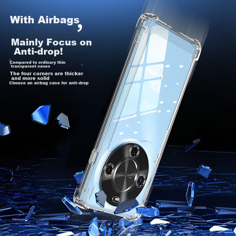 Case for Huawei Enjoy 70X/Magang 30, And Slim Full Protection Camera Lens Anti-Drop Clear Soft Four-Corner Airbag Shockproof - with LanyardTransparent