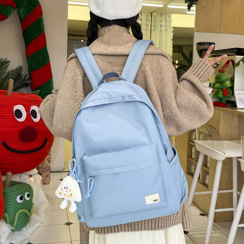 Schoolbag new ins wind Japanese soft sister schoolbag female Korean version solid color middle school student backpack light travel backpack