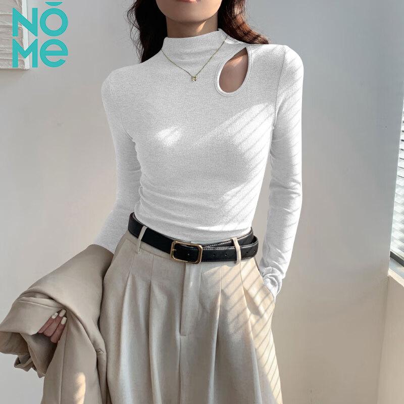 NOME Women's Slim Fit Half-High Collar Long Sleeve T-Shirt