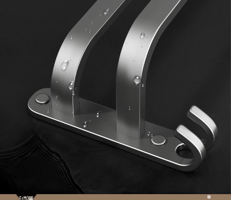 Gunmetal No-Drill Wall-Mounted Towel Rack for Bathroom Storage