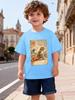 Vintage Ukiyo-e Style Monkey Retro Wave Art Graphic Print T Shirt Family Matching Boys Girls Kids Casual Short Sleeve Tops