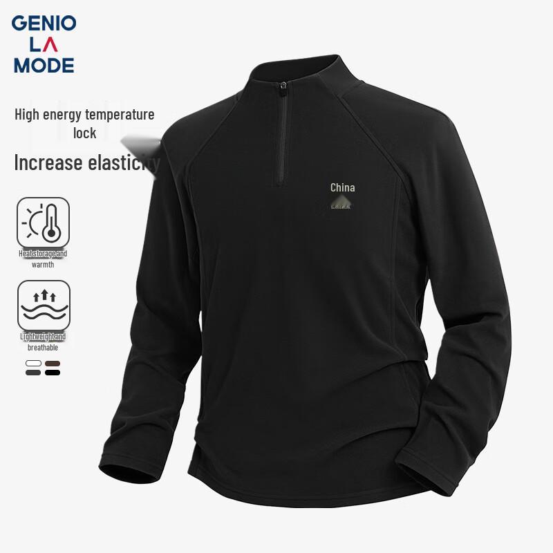 GENIOLAMODE Men s Half-Zip Fleece Lined Long Sleeve T-Shirt 3XL