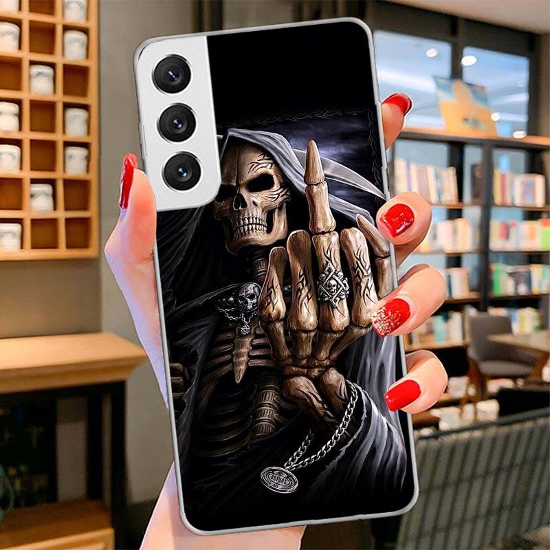 Grim Reaper Skull Skeleton Cover Phone Case For Samsung Galaxy S26 S25 Edge S24 Ultra S23 S22 Plus S21 S20 FE Soft Fundas Shell