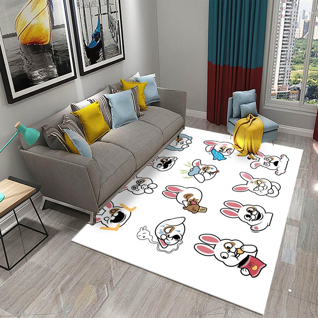 Cartoon Kaninchen Gedruckter Teppich Wohnzimmerteppiche Kinder Schlafzimmerteppich Kinderzimmer Matte Niedliches Tier Wohndekor Rutschfeste Fußmatte Teppich