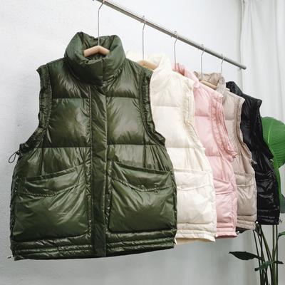 European Station Autumn and Winter New Light and Light Down Vest Women's Short White Duck Down Outer Wear Vest Drawstring Vest Tide