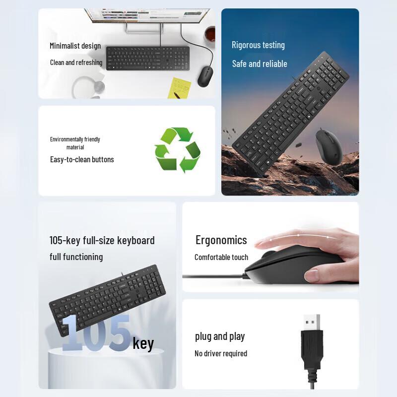 HP C310 Wired Keyboard and Mouse Combo
