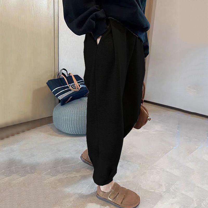 

Маленькие женские гаремные спортивные штаны на флисовой подкладке - Стиль Осень/Зима 2025, Свободный крой, Повседневные и Утепленные S [80-100 jin]