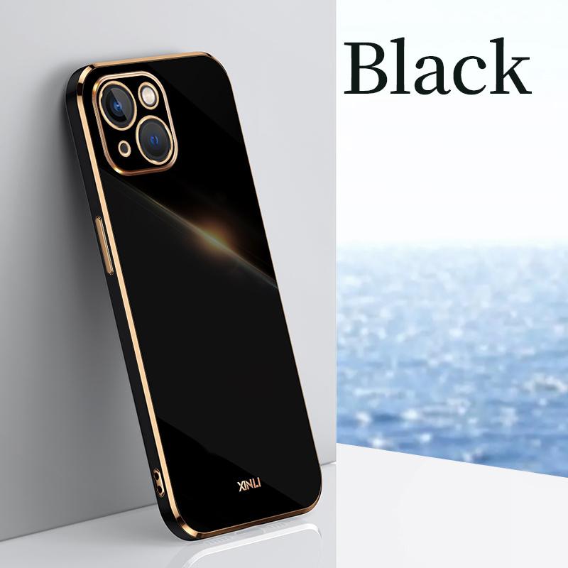 Bling Glitter Square Plating Soft Case For iPhone 14 13 12 11 Pro Max X XR XS Max 8 7 6S 6 Plus Gold Frame Silicone TPU Cover