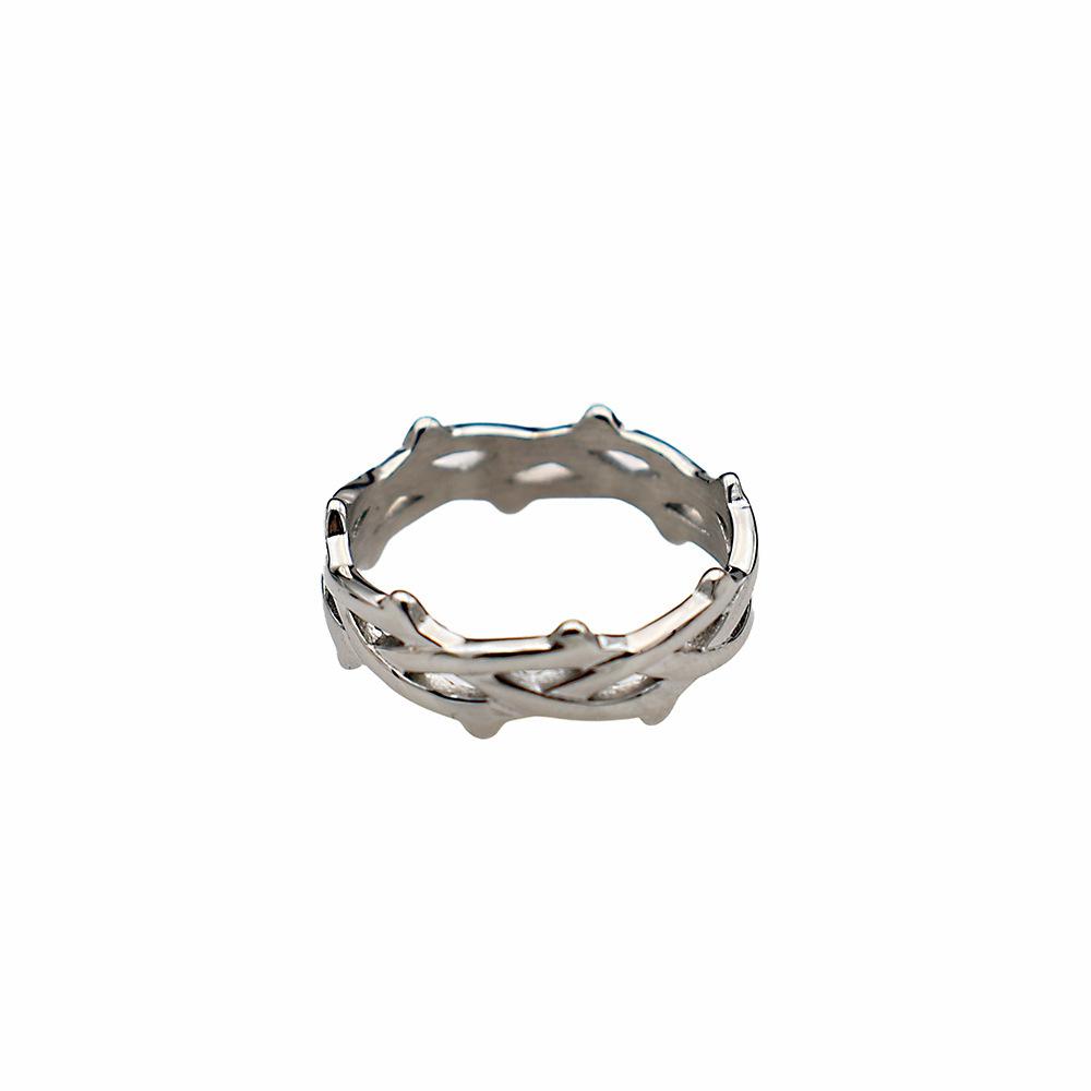 Anello in Acciaio Titanio Intrecciato a Forma di Rovo Personalità di Nicchia Gioiello da Mano in Acciaio Titanio