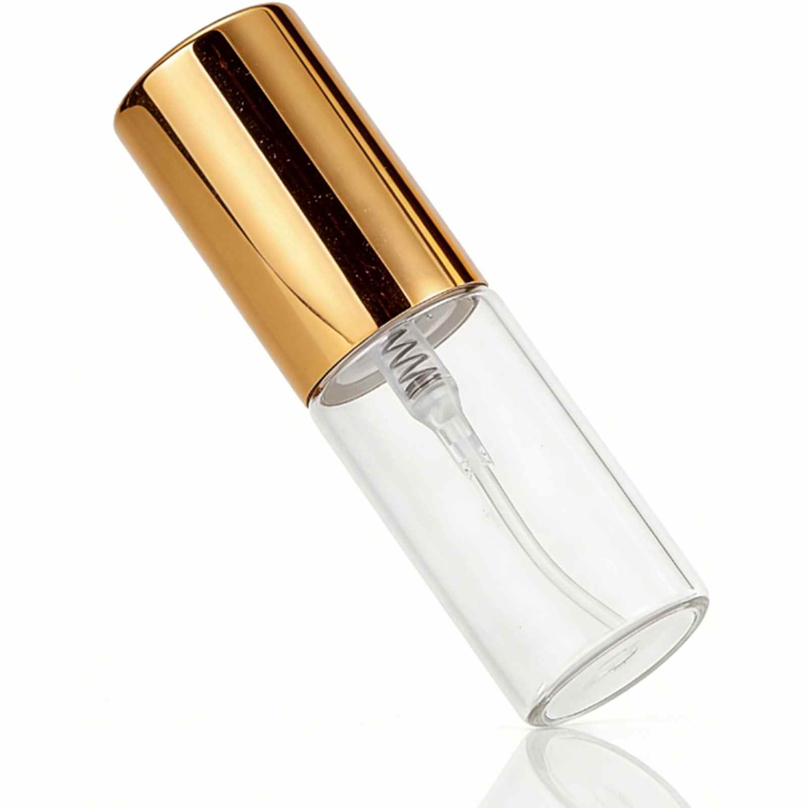 

50PCS 5ml Mini Spray Bottles Portable and Refillable Transparent Glass Empty Bottle for Perfume Essential Oils Gold 5ml