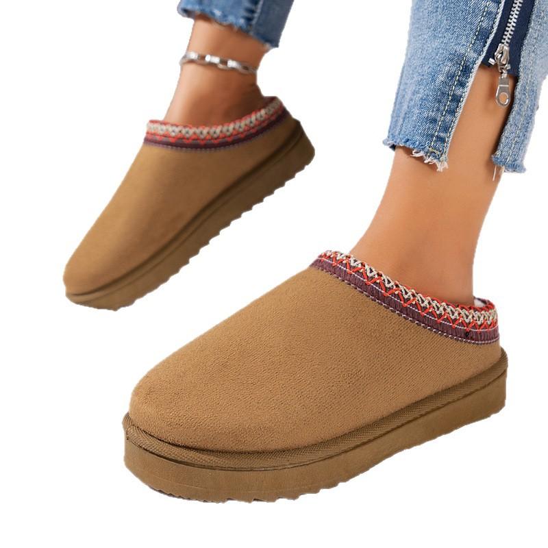 2025 Sunflower sole foreign trade lazy snow boots women's winter new bag head slippers muffin thick sole warm