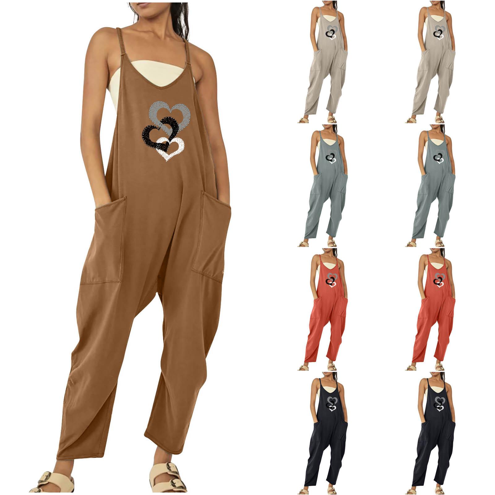 

Модные женские повседневные комбинезоны с пуговицами на плечах и широкими карманами