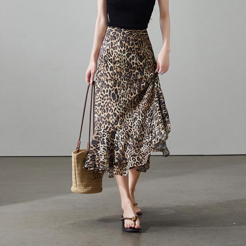 

SOFSIL Women s Leopard Print A-line Midi Skirt 30/XXL