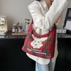 Ins Wind Cute Puppy Messenger Bag Women's Versatile Large-capacity Red Bucket Bag Portable Plush Cylinder Bag