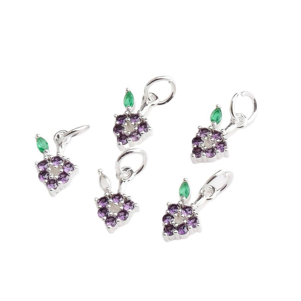 14K Gold-Filled Color-Preserving Zircon 3D Grape Pendant Charm for DIY Bracelets & Necklaces