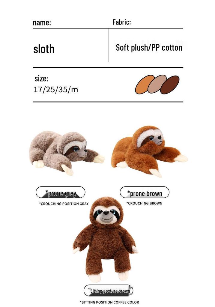 Cute Lying Sloth Plush Toy - Simulated Animal Ornament for Children