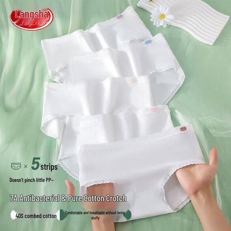 Langsha Girls  Antibacterial Cartoon Cotton Briefs 5-Pack 140