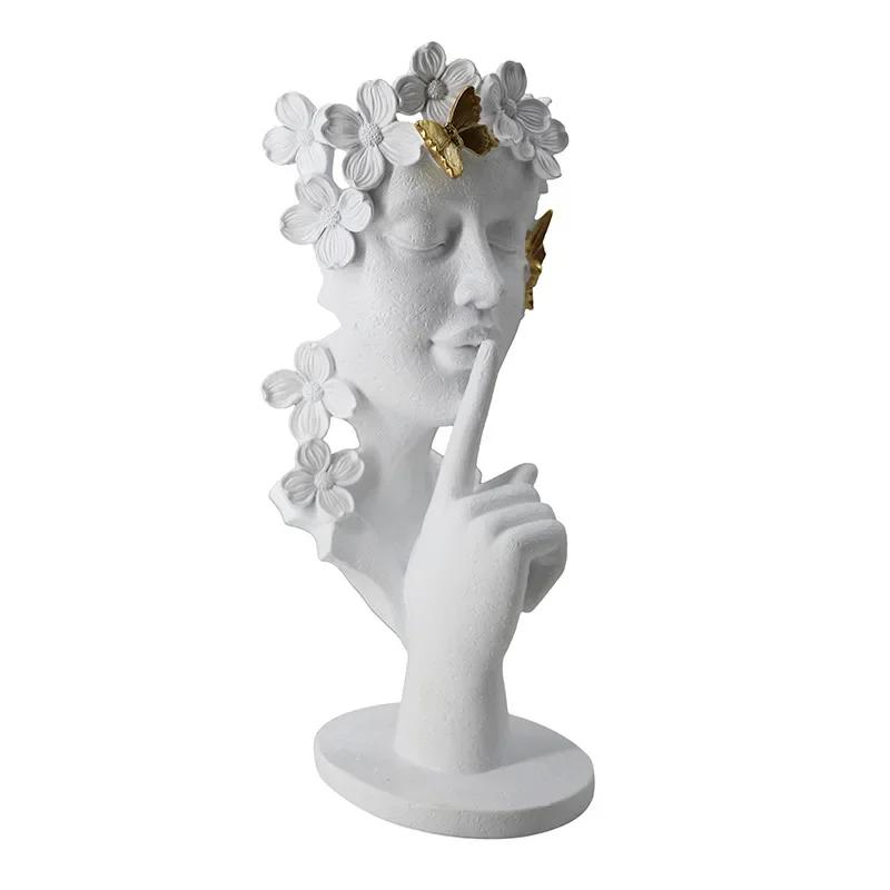 Pozłacana Rzeźba Portretowa Cisza Jest Złotem Girlanda Figurka Posążek Dekoracja Biurka Postać Żywice Ozdoby Abstrakcyjne Rękodzieło