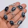 Excellent Top Grade Qualite 100% Natural Black Rainbow Calsilica Oval Shape Ethnic Handmade Jewelry 925 Steling Silver Bracelet 7-8" WSJ5217