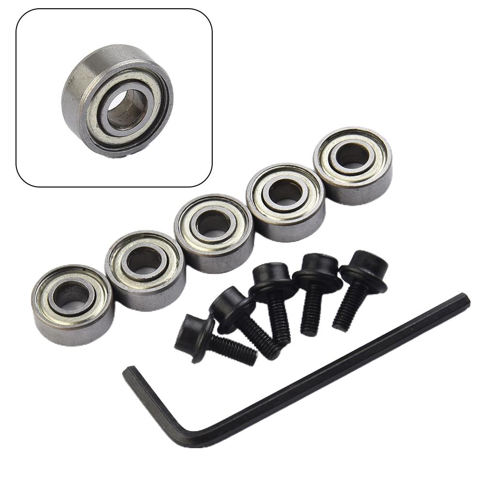 Router Bit Bearing Steel Top Shank for Milling and For Flush Trim Inner 4 76mm Outer 12 7mm Bearings and Hex Wrenches