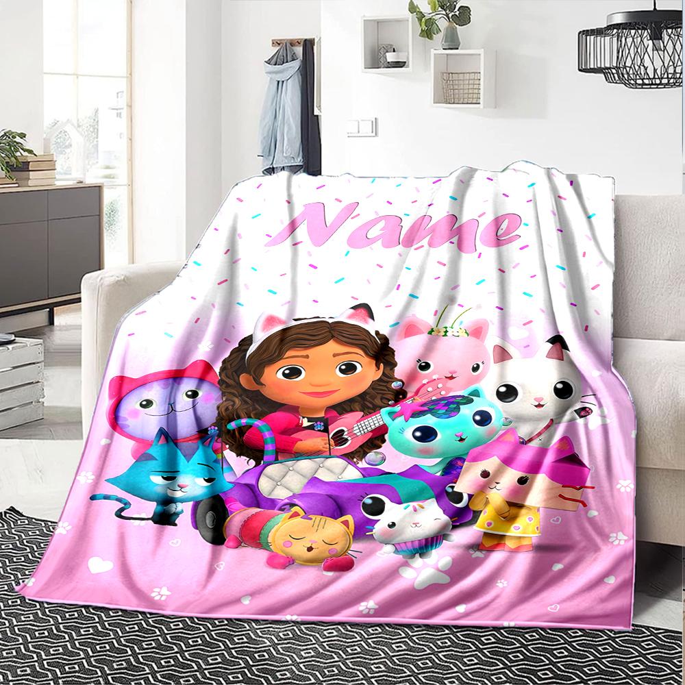 Coperta Personalizzata con Nome Personalità Gabby's Dollhouse Morbida e Calda per Divano, Ufficio, Letto, Viaggio, Pausa Pranzo, Regalo Adatto a Tutte le Stagioni