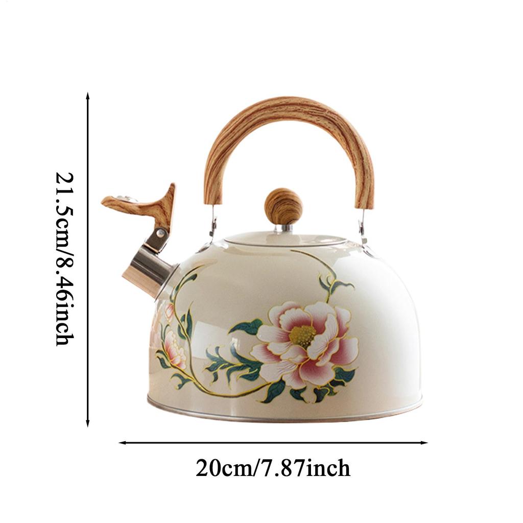 Kessel Teekessel Vintage Blumig Emailliert Teekanne Edelstahl PVC Chinesisches Küchengerät Pfeifkessel Heimküchen-Dekor