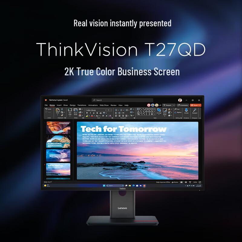 Lenovo T27QD-40 27-inch 2K 120Hz IPS USB-C Monitor CN Plug (adapter Included)
