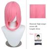 40cm Anime Synthetic White Purple Cosplay Wigs Short Green Hair Straight Silver Wig Pink Hairpiece Short Wig with Bangs