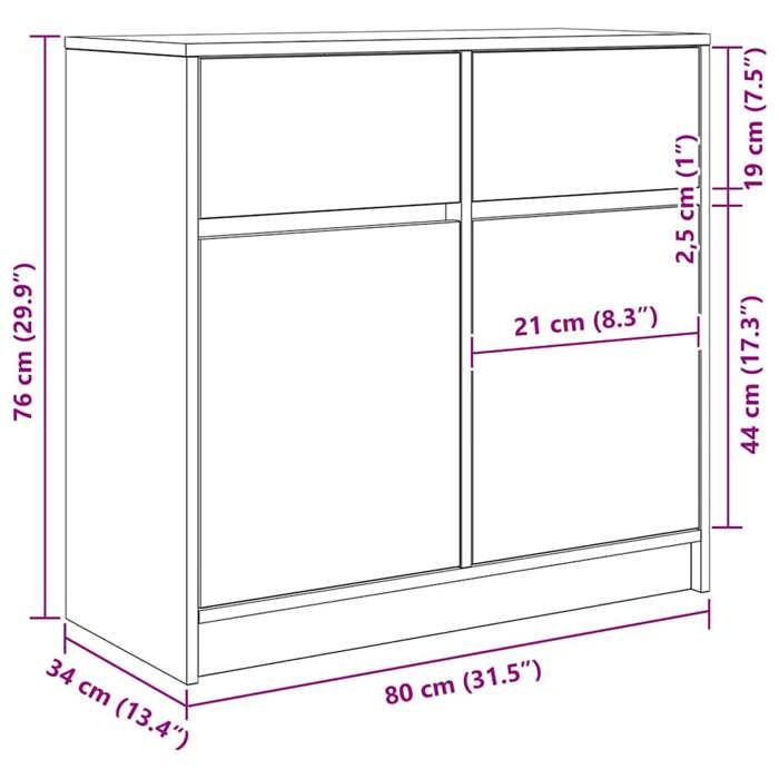 VidaXL Buffet with Drawer Artisan Oak 80x34x76cm Engineered Wood, Storage Furniture, Buffet, Entrance Furniture, Furniture 861543