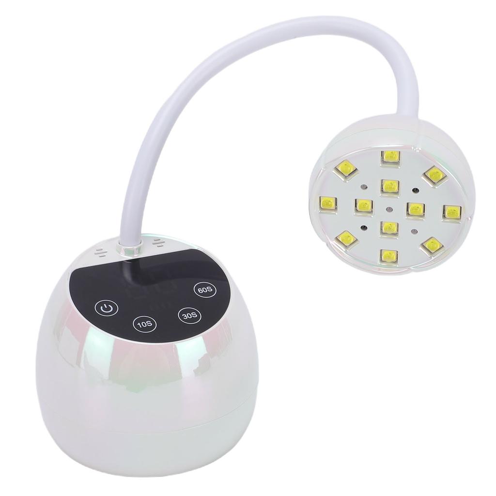 36W Gooseneck Nail Light Rechargeable Quick Drying Cordless LED Nail Lamp Manicure Dryer for Gel Polish White