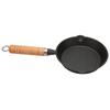 Frying Pan Cast Iron Skillet Drip Spouts Wooden Handle Stain Resistant Quick Heat Easy To Clean Cook Pan