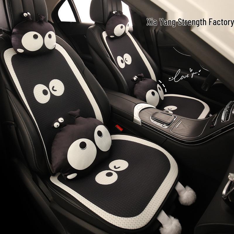 Cute Eyes & Feet Universal Car Seat Cushion for VW Golf, Sagitar, Tayron, T-Roc - All-Season Use.
