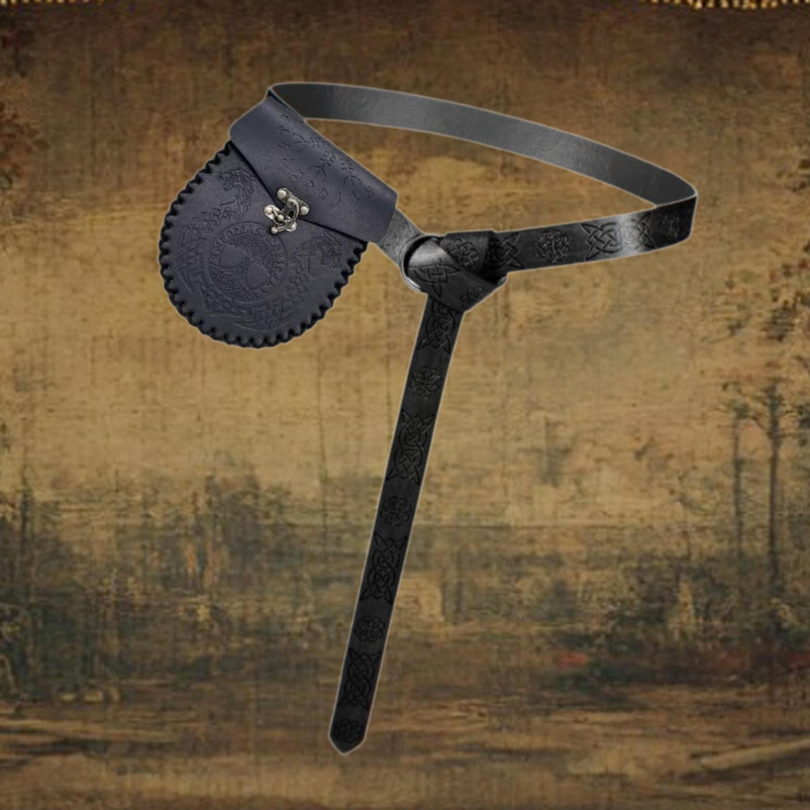 

2 предмета, средневековый винтажный поясной комплект, пояс с мешочком, для фотореквизита чёрный