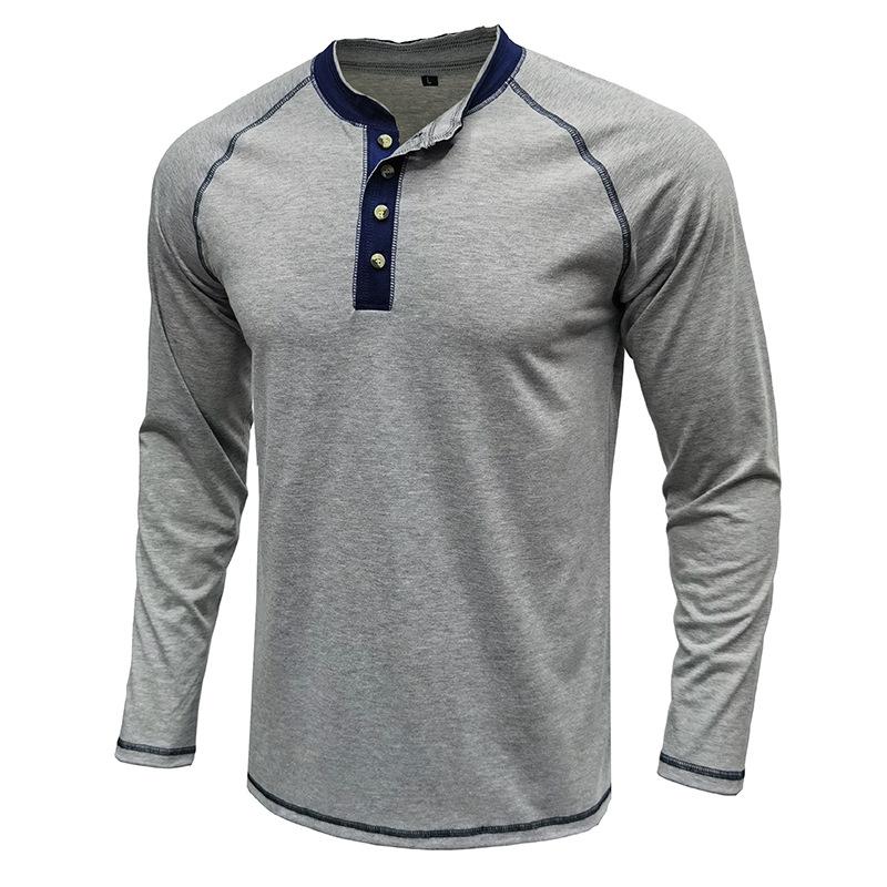 Erkek Fit Uzun Kollu Henley Gömlek İç Giyim Günlük Temel Üstler 4 Düğmeli Nefes Alabilen Tişörtler Atletik Egzersiz Nem Emici Tişörtler Erkek için
