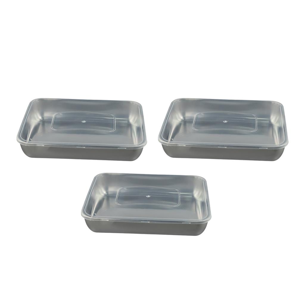3PCS Leak Proof Stainless Steel Food Storage Box with Effective Sealing Lid