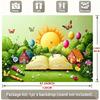 Whimsical Spring Garden Book Open Backdrop Mural Polyester Photo Booth Background Decoration for Kids Birthday Party Photoshoot