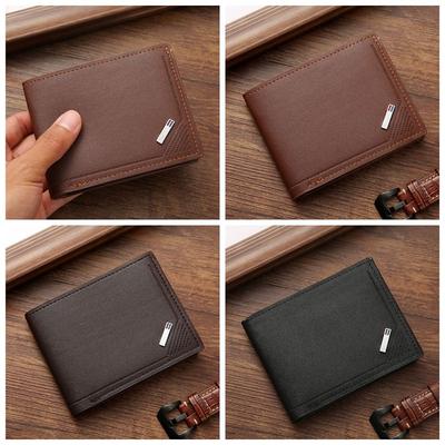 PU Leather Men's Short Wallet Portable Thin Large Capacity Male Leather Purse Money Clip Korean Style Men Coin Pocket Travel