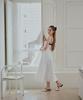 ALIENAR Satin Shirring Coloring Dress