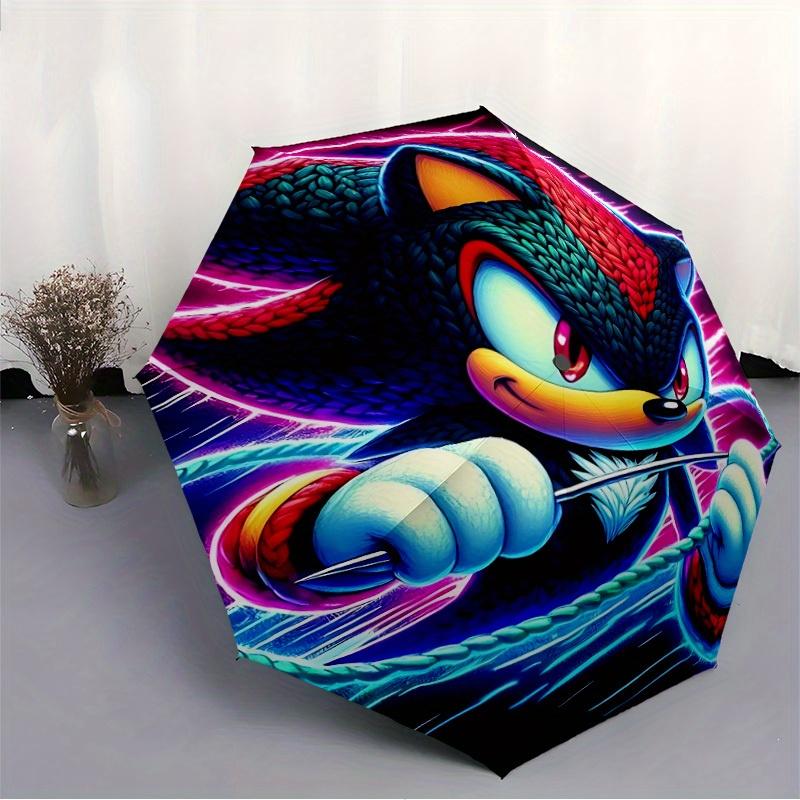 Sonic Hedgehog Automatic Open/Close Umbrella   Compact Travel Umbrella, 8 Rib Heavy Duty Construction, Ideal Gift, 143